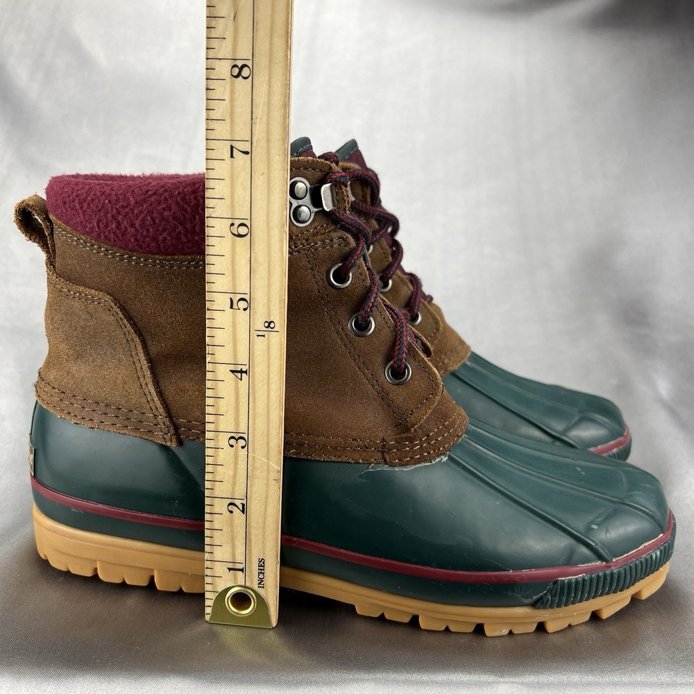 High Sierra "Peak" Duck Boots‎ Women's 10 Green Cranberry Leather Thermolite Y2K - Picture 4 of 16